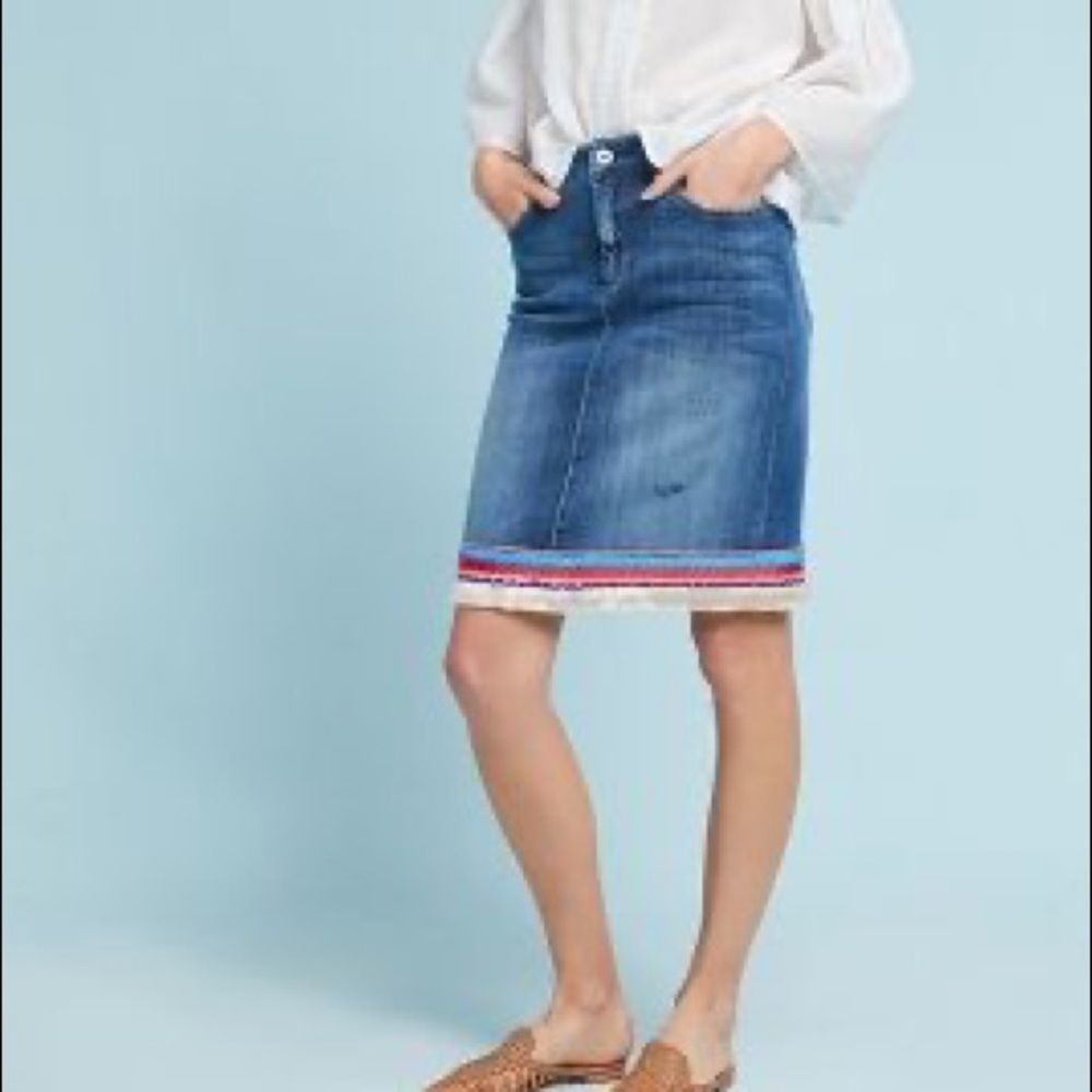 Pilcro and the Letterpress Trimmed Denim Skirt - Size 8